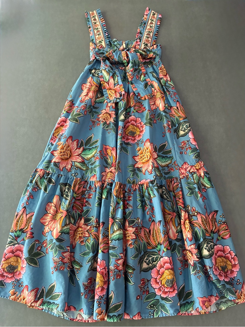 FARM Rio Wonderful Bouquet Blue Sleeveless Maxi Dress Size XS - Picture 5 of 14
